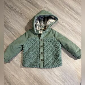 Baby B’Gosh Green Hooded Jacket with Plaid Lining